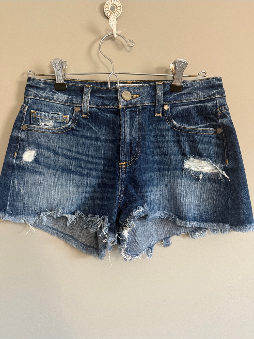 Paige - Daryn Short - Dark Wash Distressed Denim - Size 24